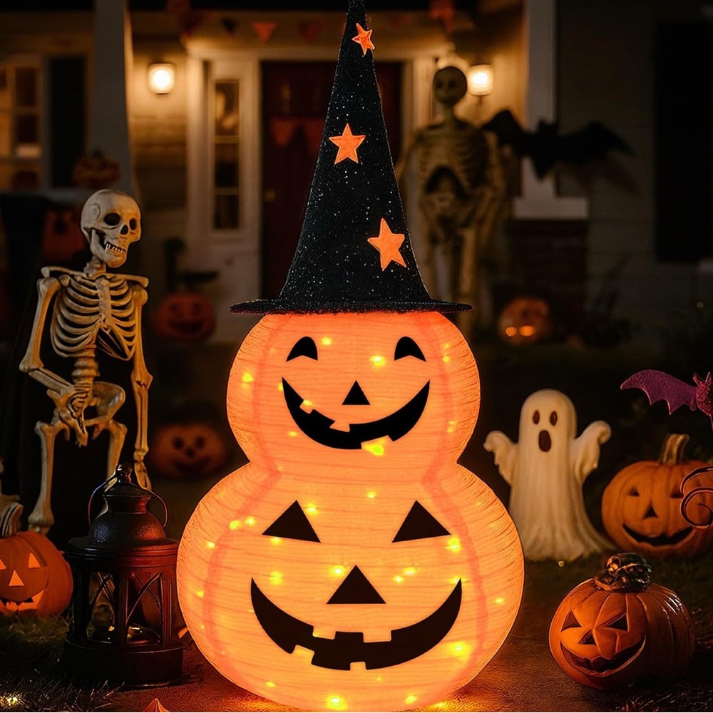 NWT 3FT Light Up Pumpkin Halloween Decoration Battery‎ Operated